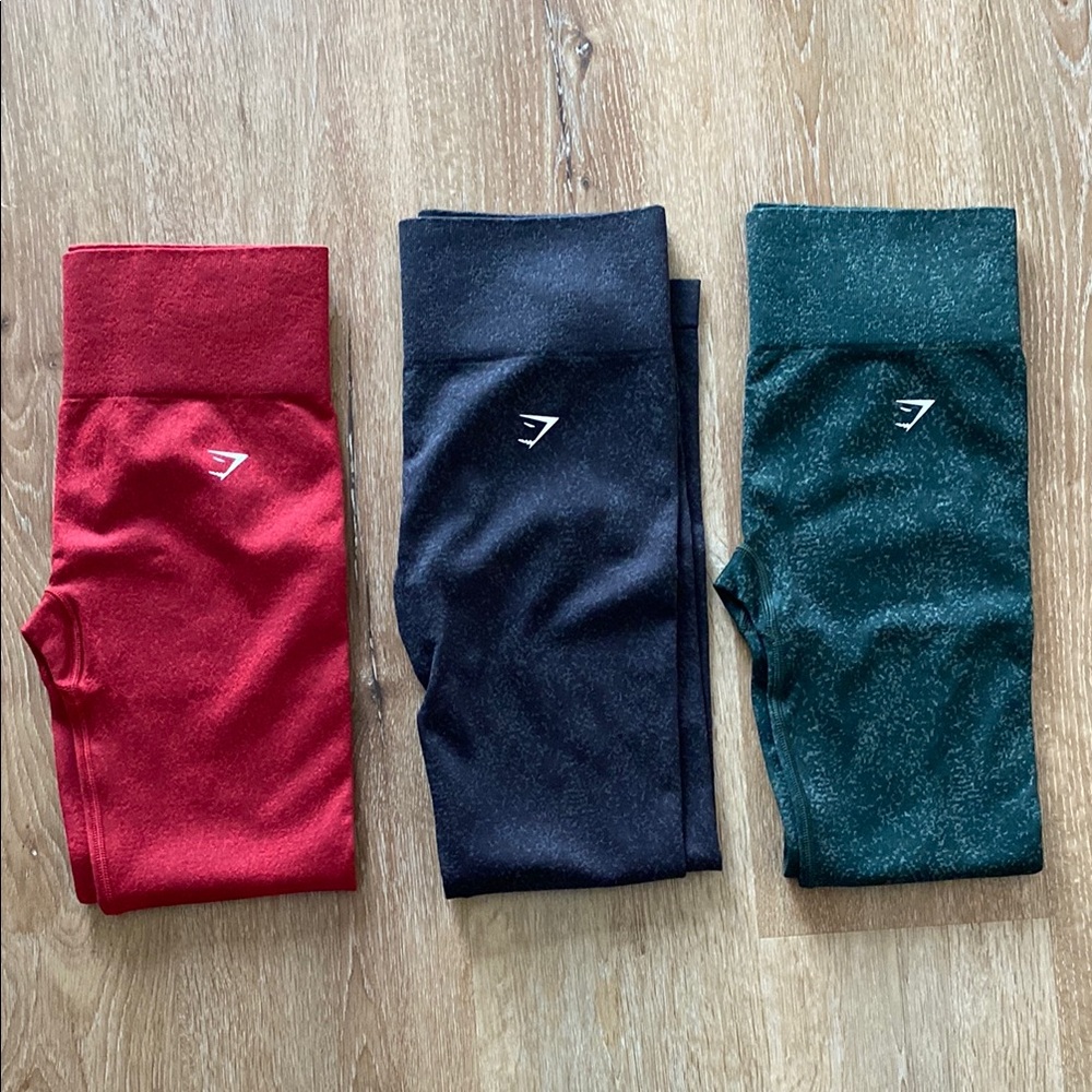 Gymshark Leggings Set - Red, Black, Green